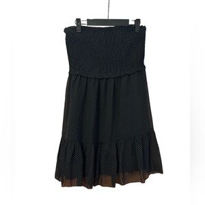 RDI POLKA DOT STRAPLESS SMOCKED DRESS